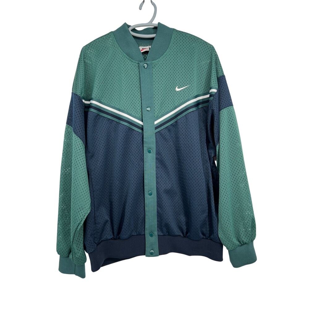 Nike Mesh Snap Jacket Green Navy Men's XL‎ Vintage Track